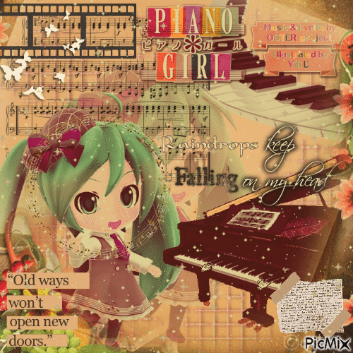 Piano Girl Miku - Gratis geanimeerde GIF