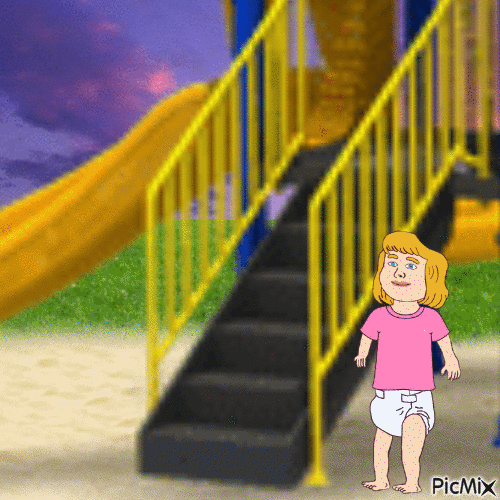 Baby next to playground set - Zdarma animovaný GIF