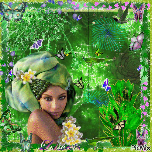 DONNA IN VERDE - Free animated GIF