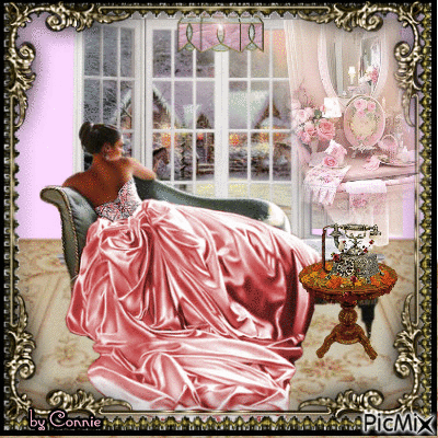 Lady in Pink winter by Joyful226/Connie - GIF animate gratis