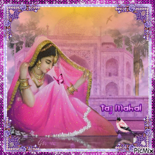 Taj Mahal dans la couleur lilas - Gratis animeret GIF