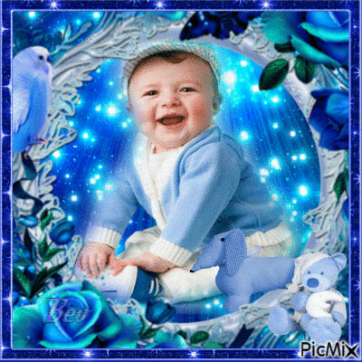 Child in shades of blue - GIF animate gratis