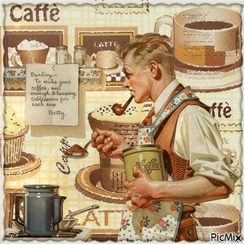 Vintage mit einem Kaffee - GIF animé gratuit