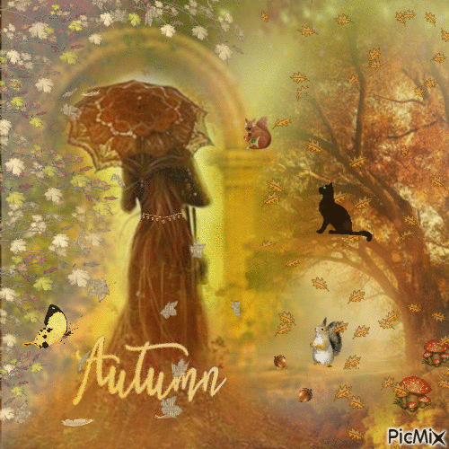 An Autumn Walk Through The Garden - Ingyenes animált GIF
