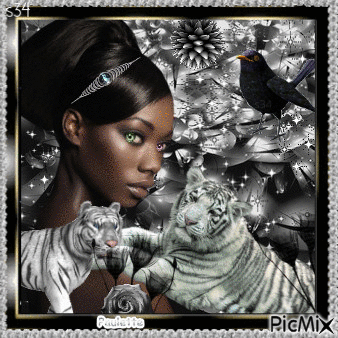 la femme et les tigres - 免费动画 GIF
