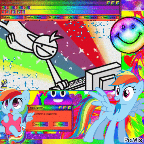 Rainbow Computer Webcore - GIF animasi gratis