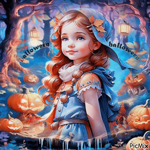 Halloween girl  children - Безплатен анимиран GIF