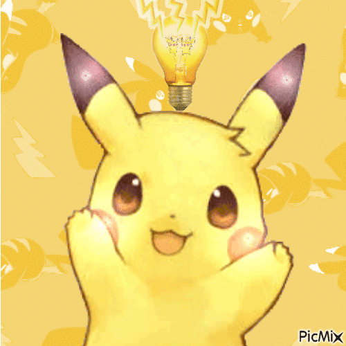 Pikachu with a Lightbulb - Free animated GIF