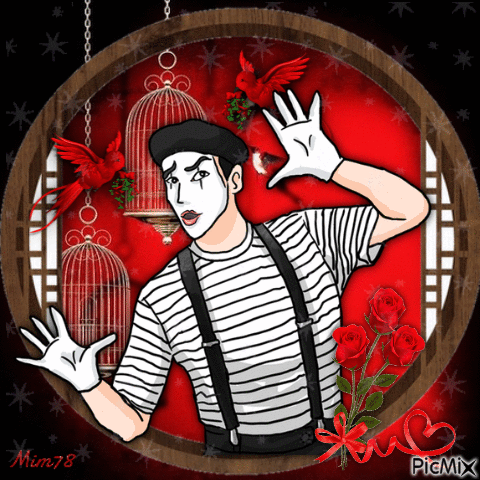 Mime - tons rouges, blancs et noirs - Free animated GIF