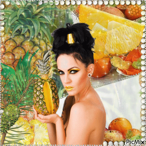 Woman With A Pineapple | For A Competition - Free animated GIF