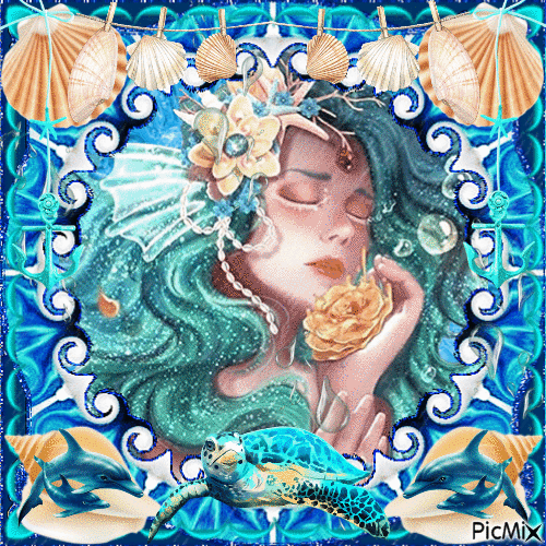 Porträt einer Meerjungfrau - Gratis animeret GIF