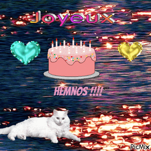 Joyeux anniversaire Hemnos - Animovaný GIF zadarmo