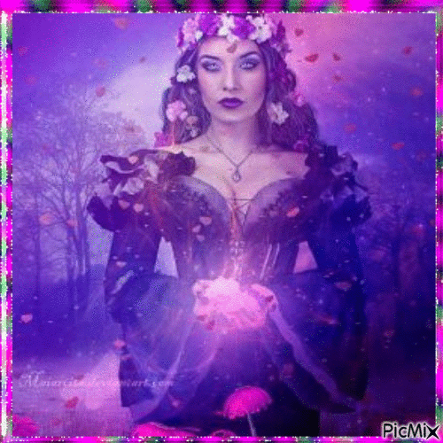 Femme fantasy - Tons violets - Free animated GIF