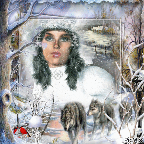 Portrait de femme en hiver - Gratis animerad GIF