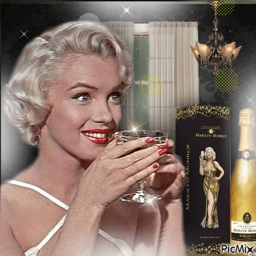 Marilyn Monroe & Champagne - Gratis animeret GIF
