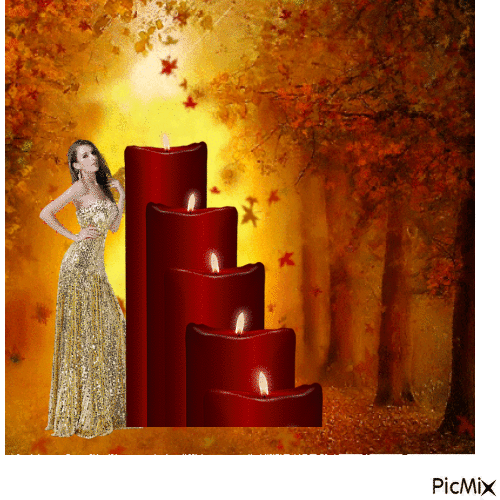 Gold lady a candle - Gratis animerad GIF