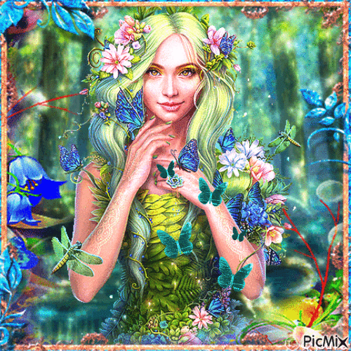 Woman fantasy butterflies - GIF animé gratuit