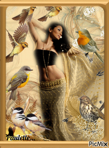 femme et oiseaux - Ingyenes animált GIF
