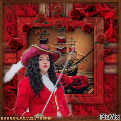 {{Lady Captain Hook and Red Roses}} - Bezmaksas animēts GIF