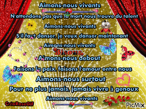 Aimons-nous vivants - Animovaný GIF zadarmo