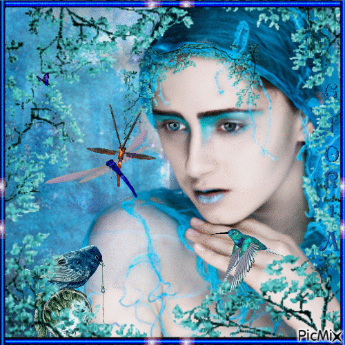 Portrait bleuté - GIF animé gratuit
