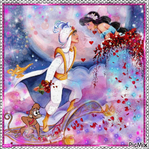 Jasmine et Aladin - Бесплатный анимированный гифка