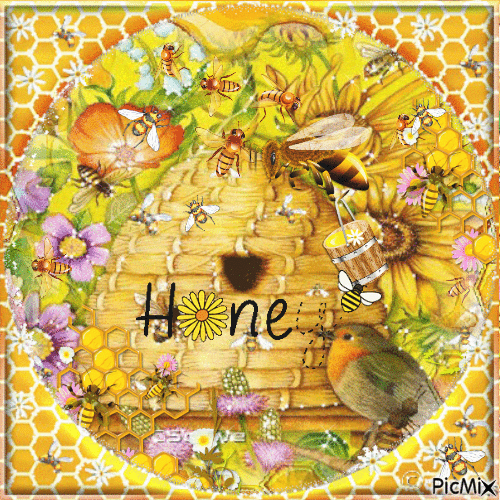 Bee flowers honey - Free animated GIF