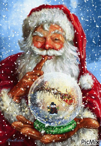 Santa and Snowglobe - Безплатен анимиран GIF