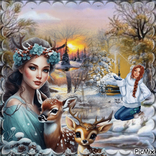Femme en hiver - Ingyenes animált GIF