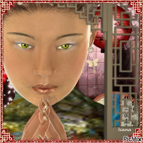 portrait of an Asian woman.... - GIF animé gratuit