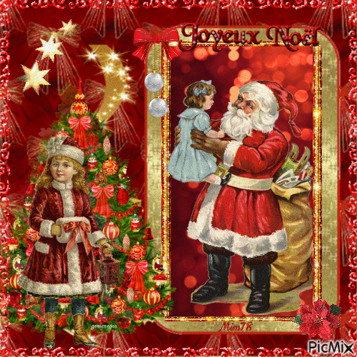Photo d'un enfant avec le Père Noël - Δωρεάν κινούμενο GIF