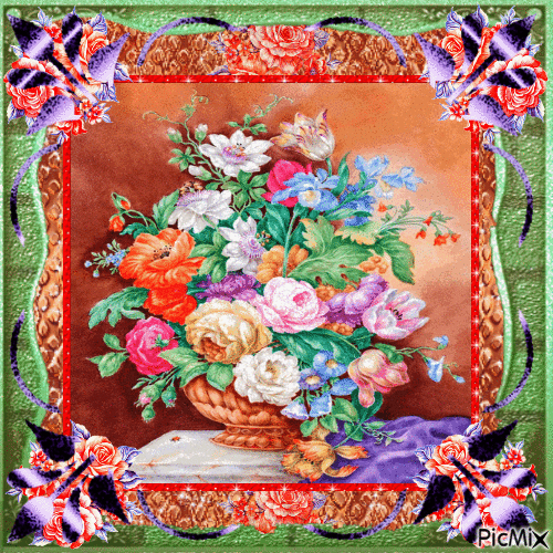 Art - Bouquet champêtre coloré - Ingyenes animált GIF