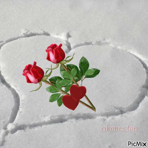 Καρδιά στο χιόνι - gratis png