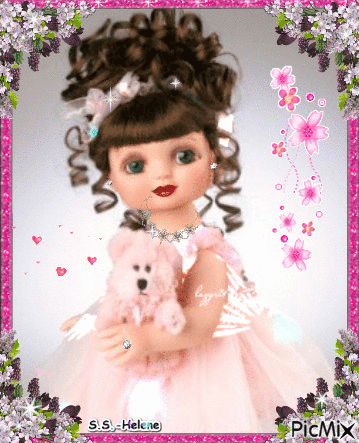 Doll in pink. - Nemokamas animacinis gif