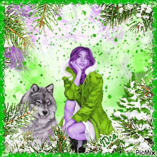 Belle et le loup sous les sapins - Animovaný GIF zadarmo