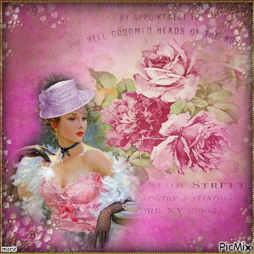La femme vintage en rose - darmowe png