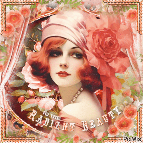 Woman vintage hat red hair - 免费动画 GIF