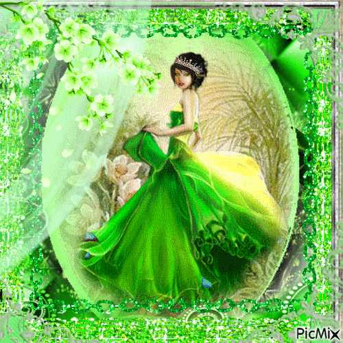 petite reine en vert - Darmowy animowany GIF