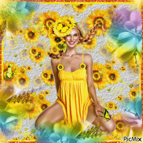 Sunflower Women - Бесплатный анимированный гифка