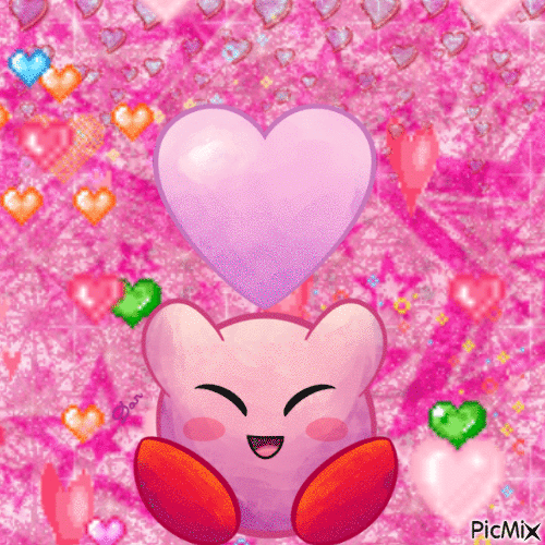 Kirby with Hearts - GIF animate gratis