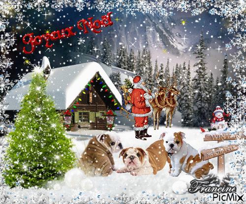 ♥ Le Noel de mes petits bulldogs ♥ - Безплатен анимиран GIF