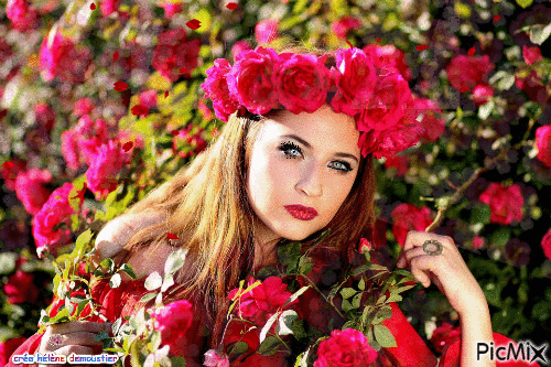 femme /roses - Δωρεάν κινούμενο GIF