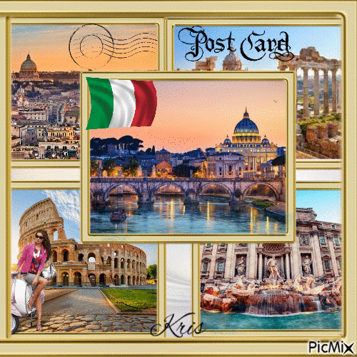 Salutations d'Italie - Carte postale - Darmowy animowany GIF