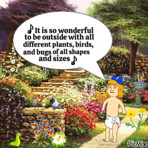 Baby singing in garden (updated with improved lyrics) - Free animated GIF