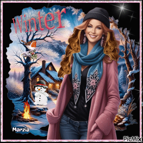 Donna in inverno - Free animated GIF