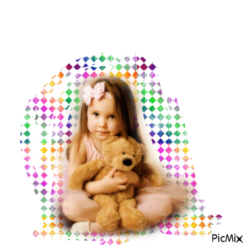 Enfant et ours en peluche (5) - Gratis animeret GIF