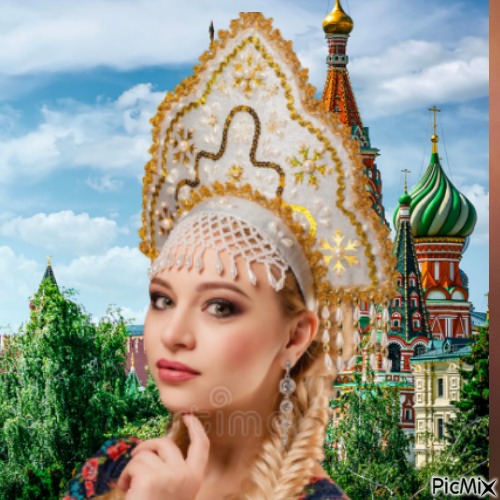 portrait de femme avec kokoshnik - ücretsiz png