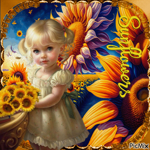 Sonnenblumenmädchen - GIF animado gratis