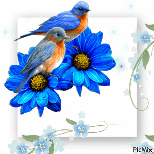 Blue flowers - GIF animado gratis