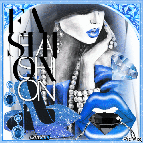Fashion en bleu, noir et blanc - Δωρεάν κινούμενο GIF